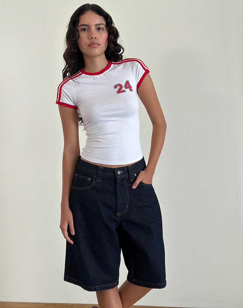 Afbeelding van Salda T-shirt in Wit met Tango Rode Binding