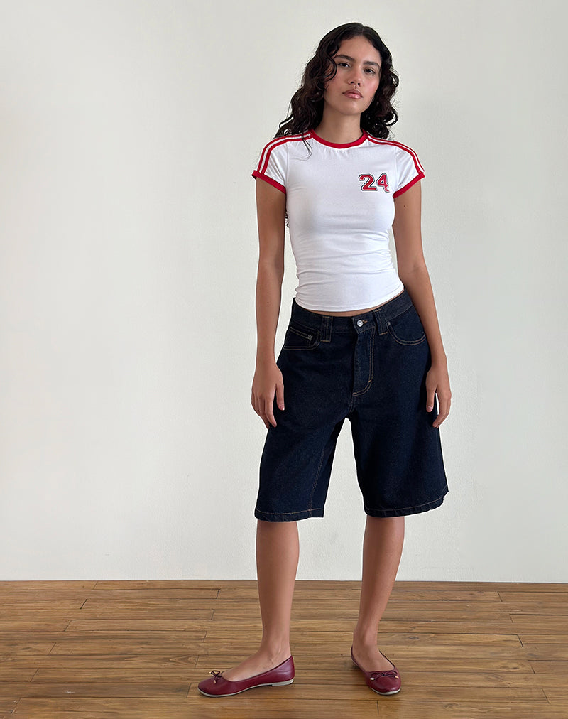 Afbeelding van Salda T-shirt in Wit met Tango Rode Binding