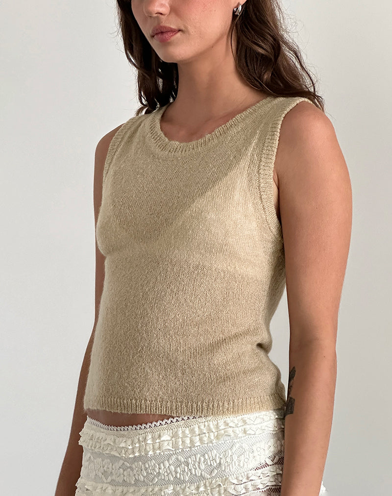 Salisha Tanktop in Natuurlijke Sheer Knit