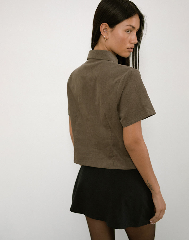 Samas overhemd in Cord Taupe