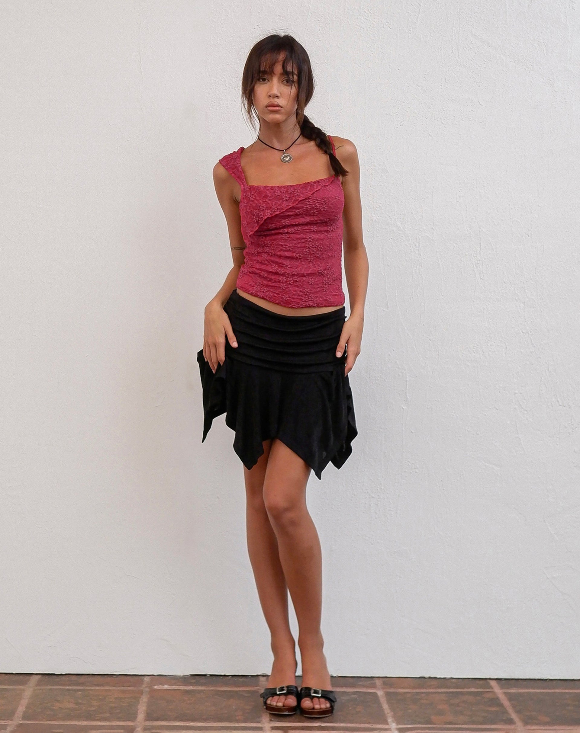 Afbeelding van Sambu Kanten Cami Top in Rood