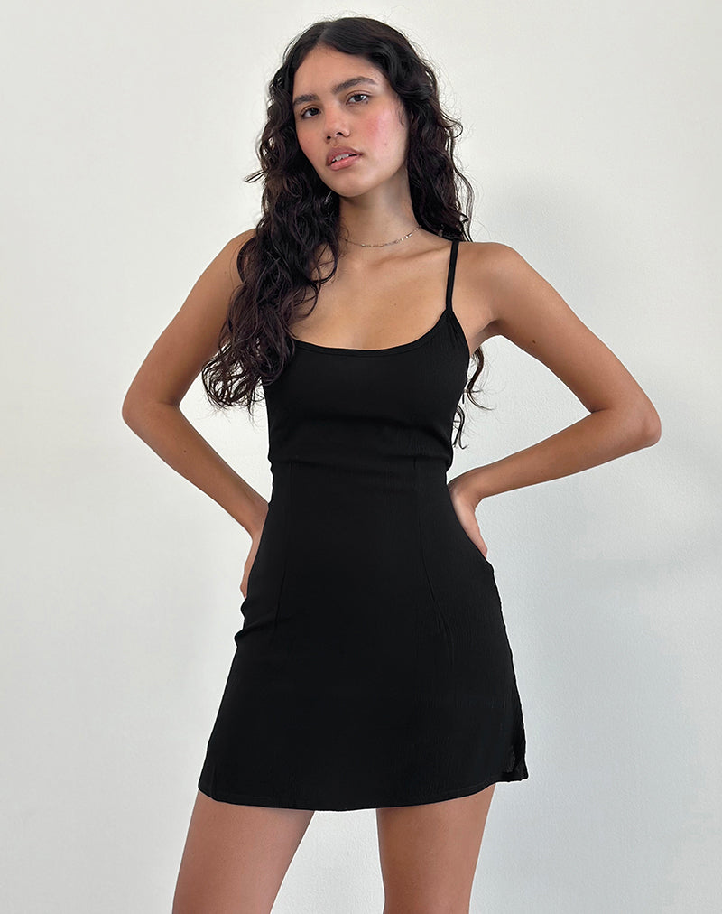Afbeelding van Samiya Mini Dress in Crinkle Black