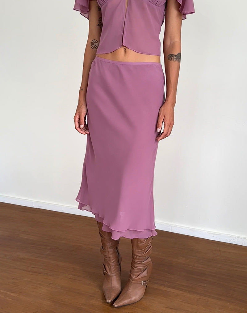 Afbeelding van Suharni Midi rok in chiffon mauve