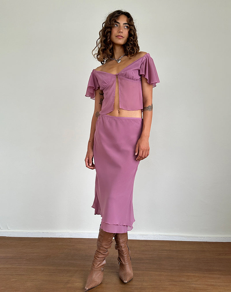Afbeelding van Suharni Midi rok in chiffon mauve