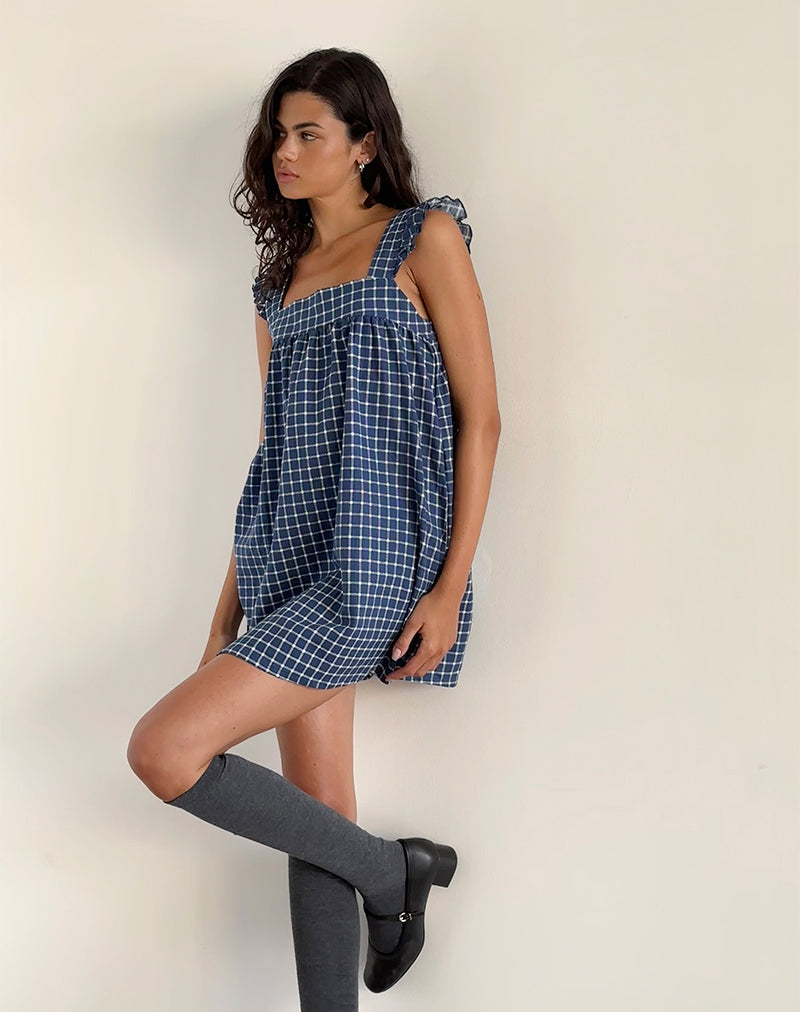 Sanaly Mini jurk in marine ruit Rami