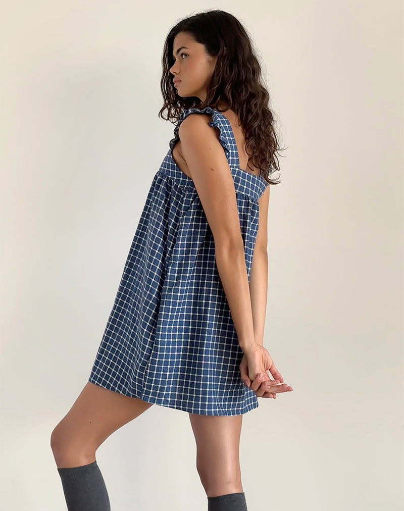 Afbeelding van Sanaly Mini jurk in marine ruit Rami
