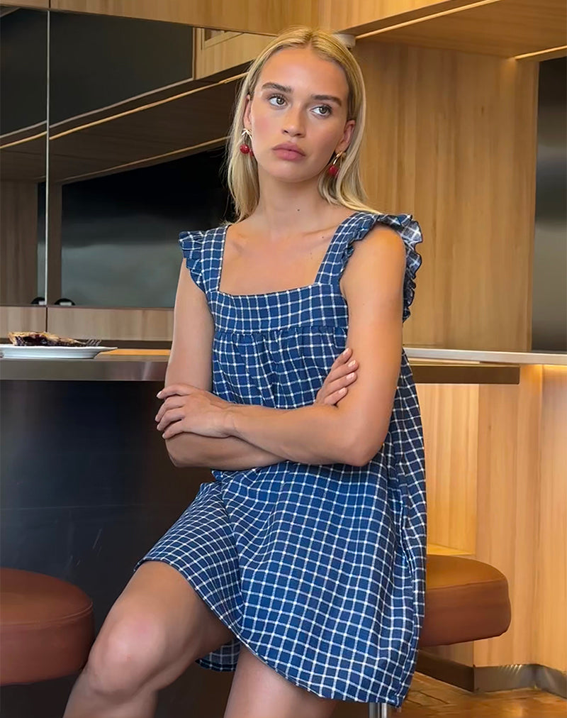Sanaly Mini jurk in marine ruit Rami
