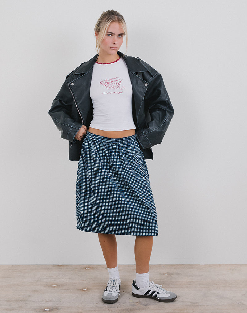 Sanjina Midi-rok in Mini Donkerblauw Gingham
