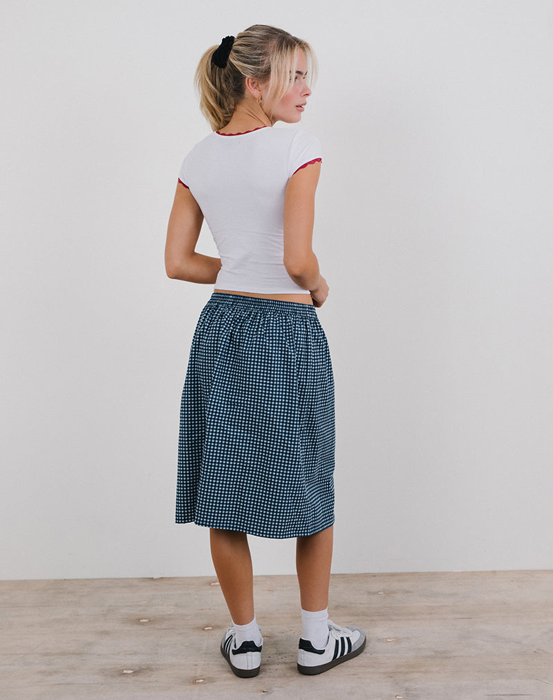 Afbeelding van Sanjina Midi-rok in Mini Donkerblauw Gingham