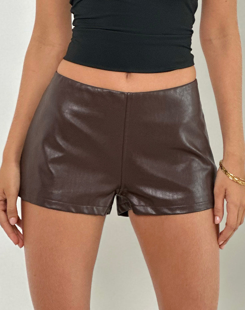 Sanne hot pants in PU bruin