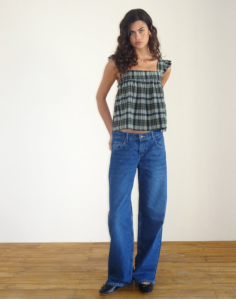 Afbeelding van Sanula Top in Linnen Mono Check Groen