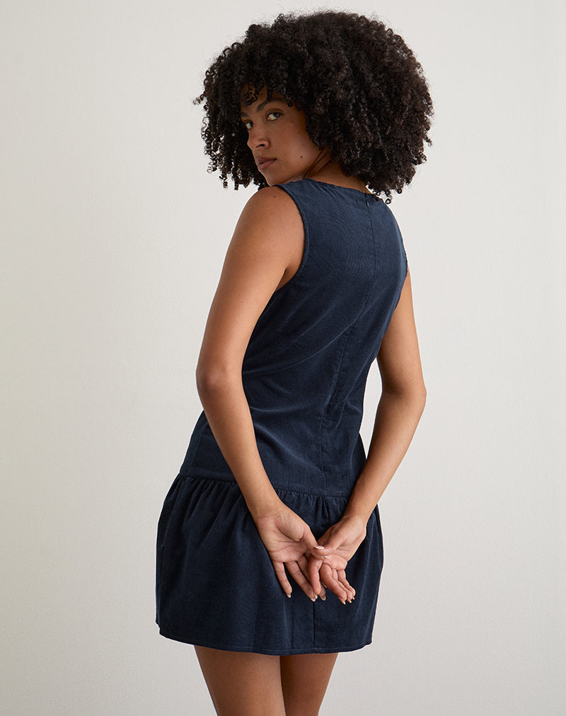 Afbeelding van Sarabi Plunge Mini Dress in Cord Navy