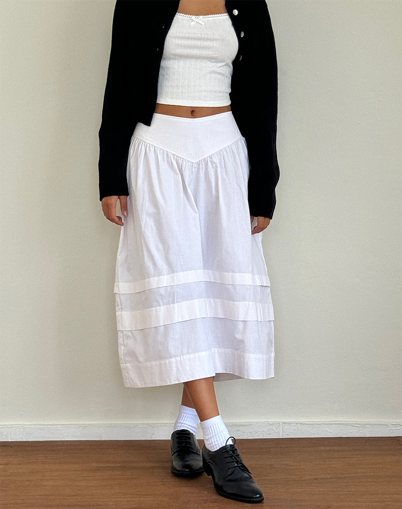 Afbeelding van Sarayu Midi rok in popeline wit