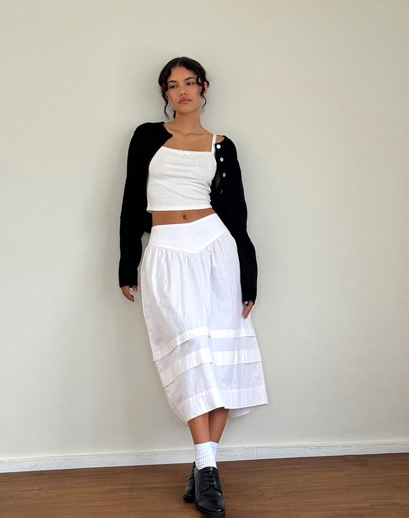Afbeelding van Sarayu Midi rok in popeline wit