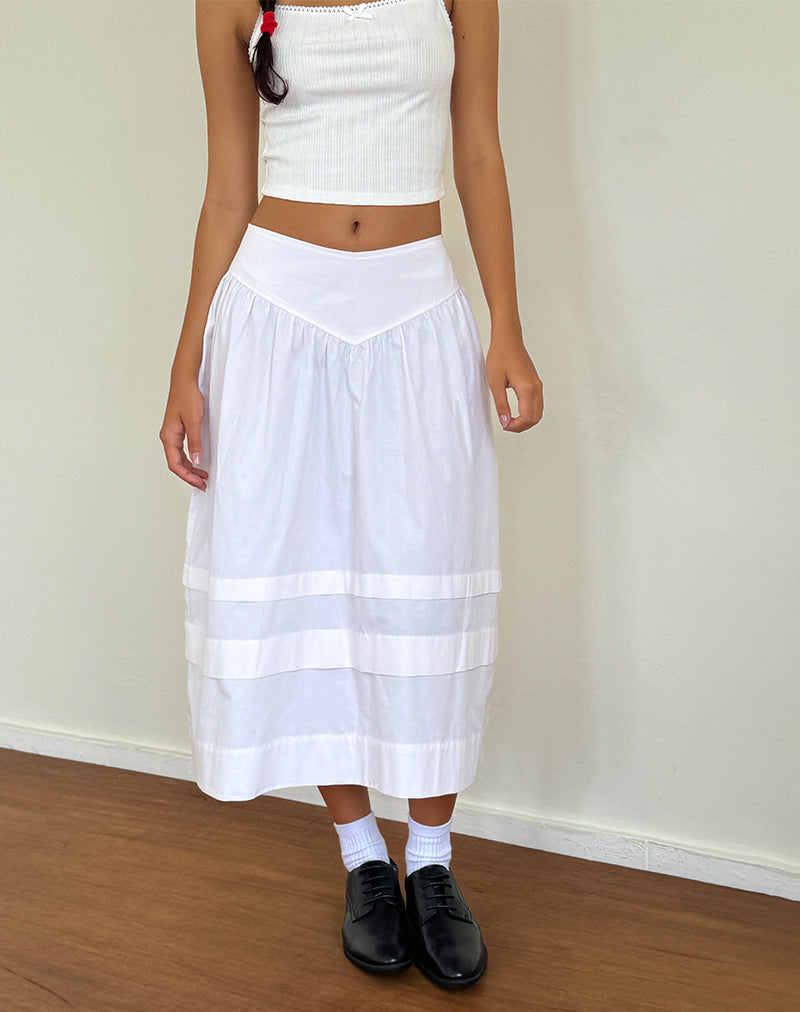 Afbeelding van Sarayu Midi rok in popeline wit