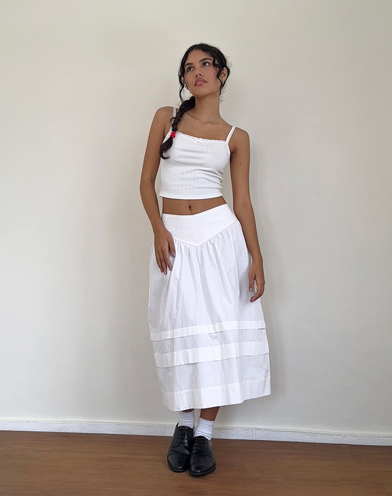 Afbeelding van Sarayu Midi rok in popeline wit