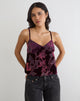 Afbeelding van Sarinda Cami Top in Floral Devore Burgundy