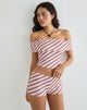 Afbeelding van Sarla One Shoulder Top in Diagonaal Streep Roze