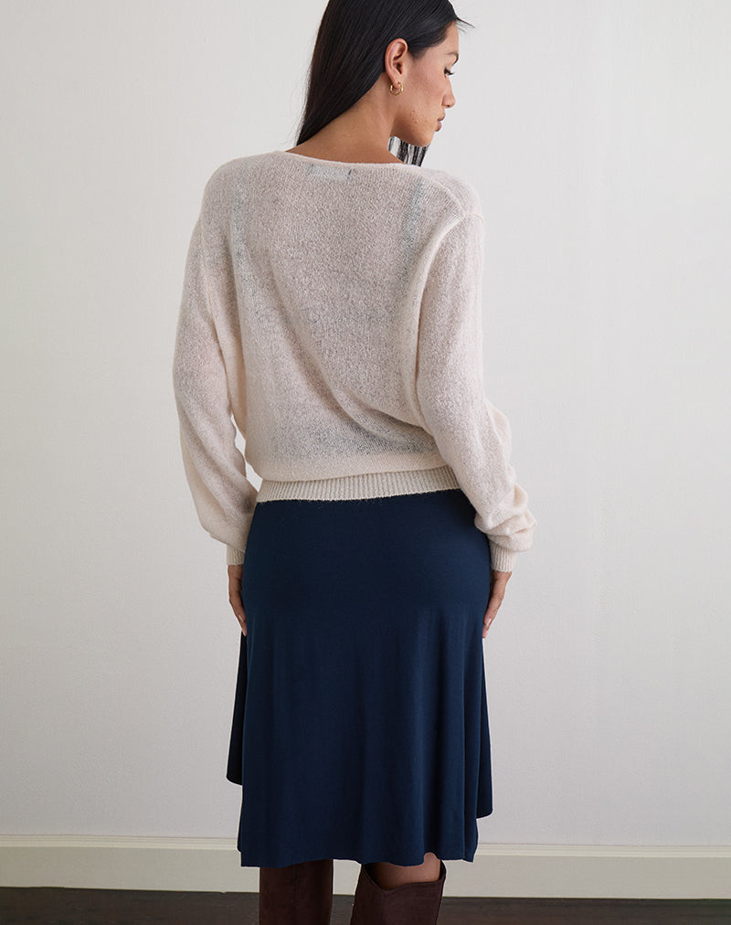 Afbeelding van Saroya Plunge Wrap Top in gebreid ecru