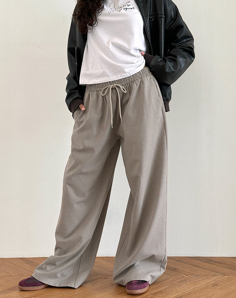 Afbeelding van Sasari oversized broek in geruit grijs
