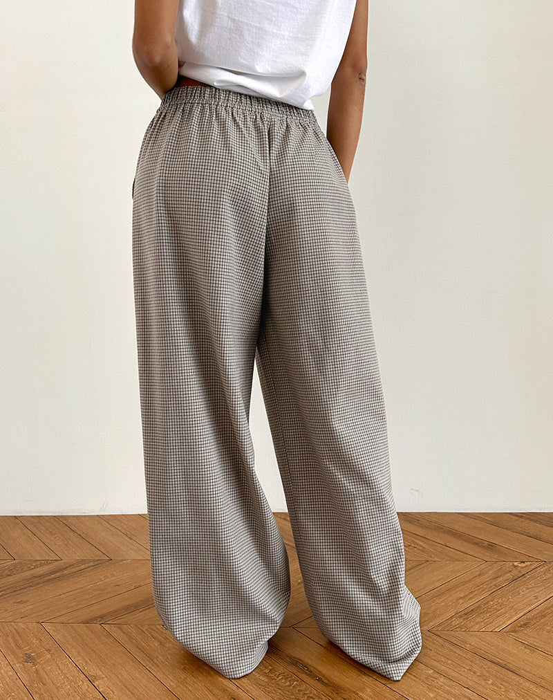 Afbeelding van Sasari oversized broek in geruit grijs