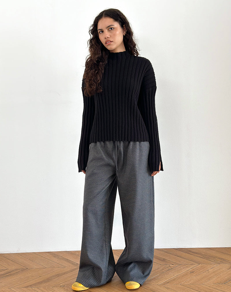 Afbeelding van Sasari oversize broek in geruit Navy