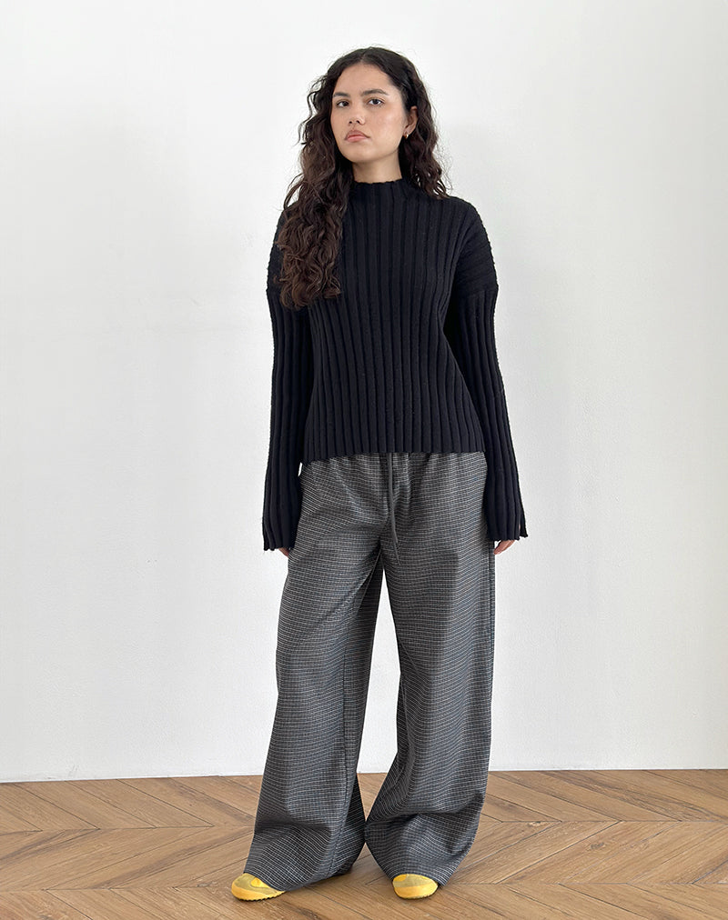 Sasari oversize broek in geruit marine