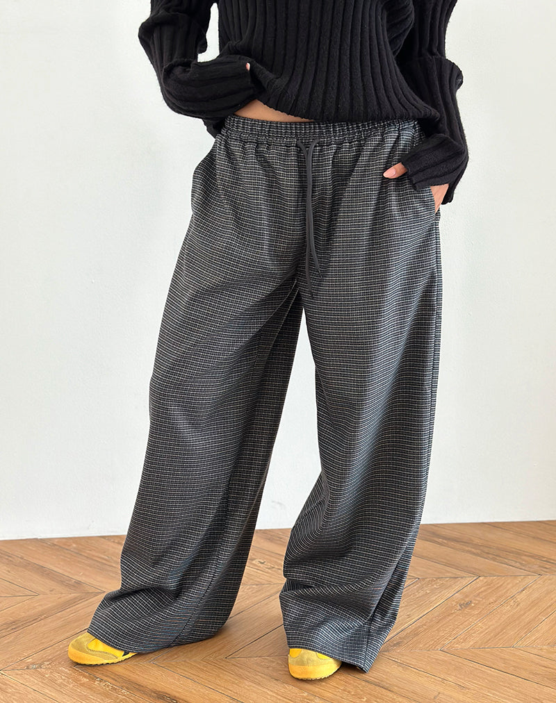 Sasari oversize broek in geruit marine