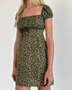 Afbeelding van Savio Mini Dress in Grunge Floral Khaki