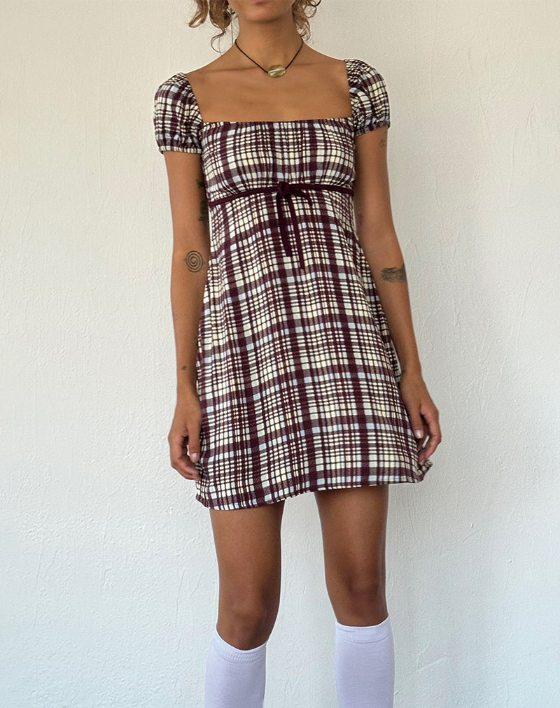 Savio Mini Dress in Multi Check Bruin