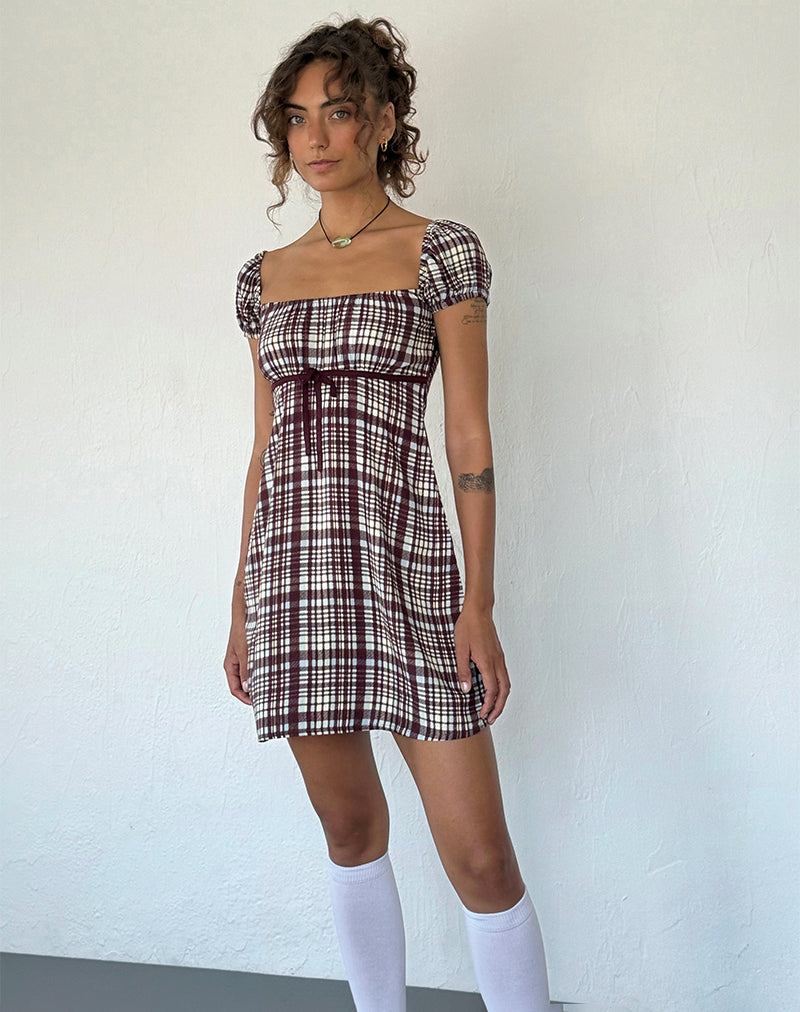Savio Mini Dress in Multi Check Bruin