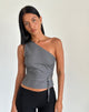 Afbeelding van Sayaka One Shoulder Top in Getailleerd Houtskool