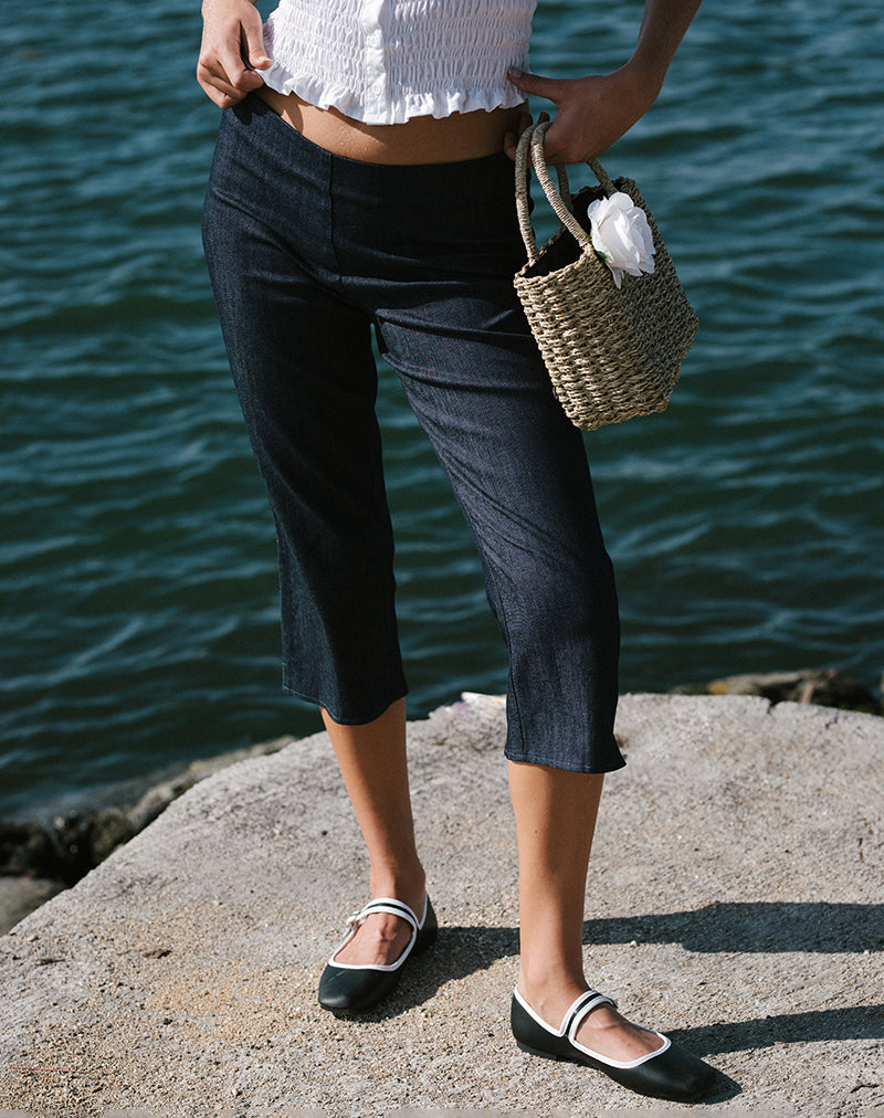 Diran Capri Broek in Chambray Indigo