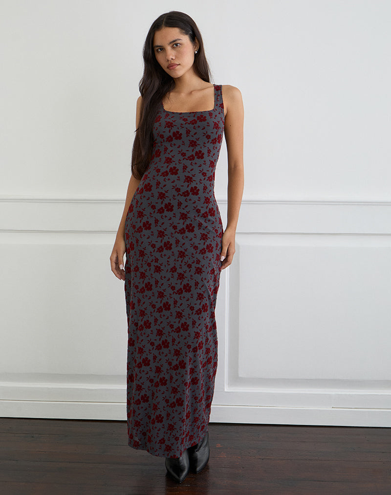 Afbeelding van Sayidan Maxi Dress in Garden Floral Blue Grey