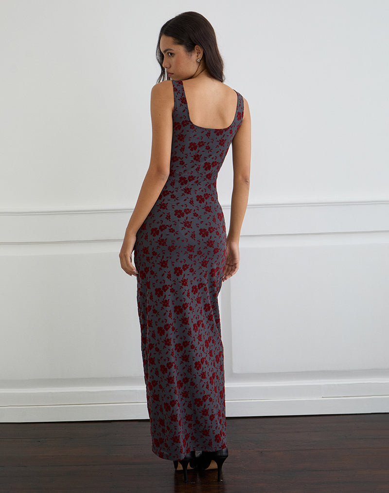 Afbeelding van Sayidan Maxi Dress in Garden Floral Blue Grey
