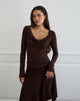 Afbeelding van Scanio Lange Mouw Cowl Top met Studs in Bittere Chocolade