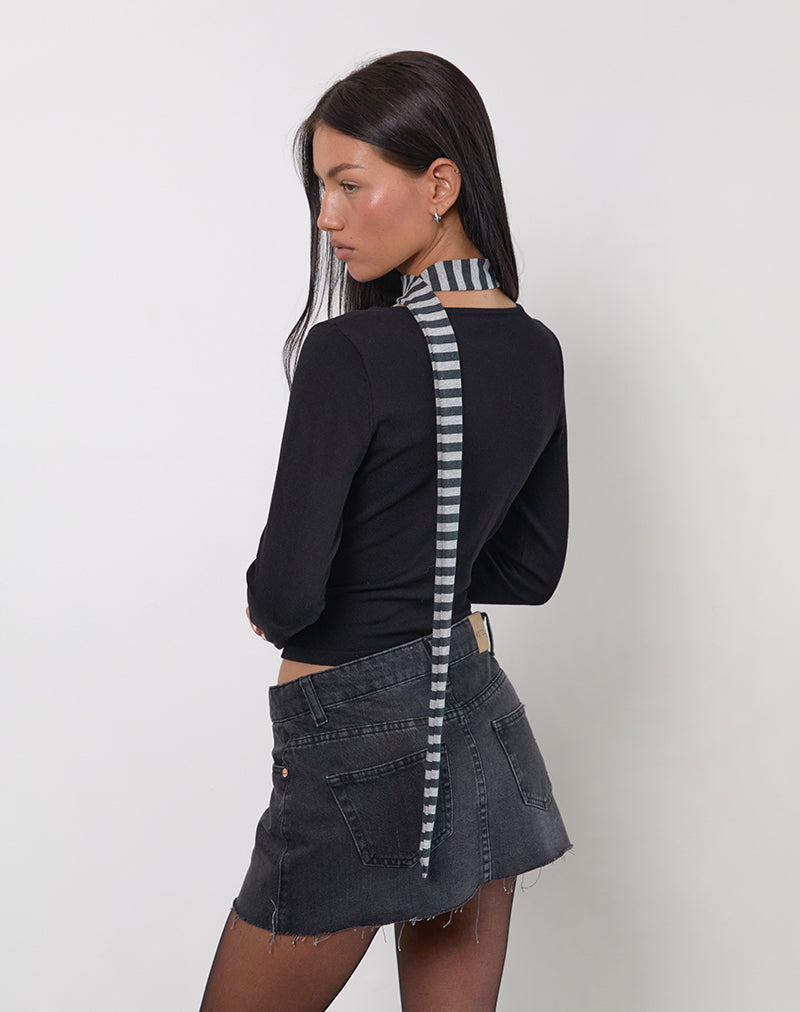 Afbeelding van Skinny sjaal in grijs en zwarte streep
