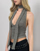 Afbeelding van Cosimo Halter Hals Top met Sjaal in Glitter Gebreid Khaki