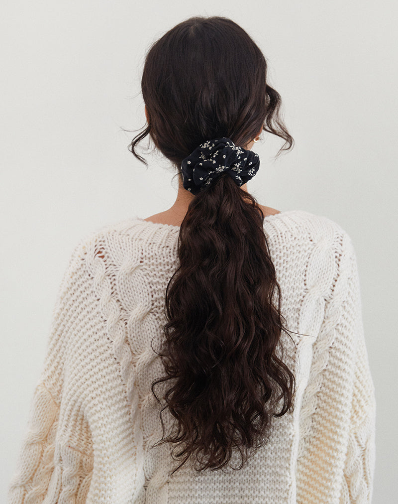 Afbeelding van Scrunchie in Floral Land Zwart