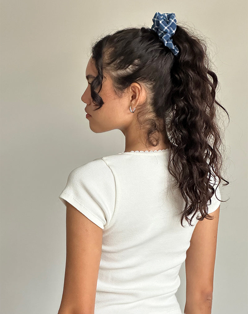 Afbeelding van Scrunchie in marine ruitmotief