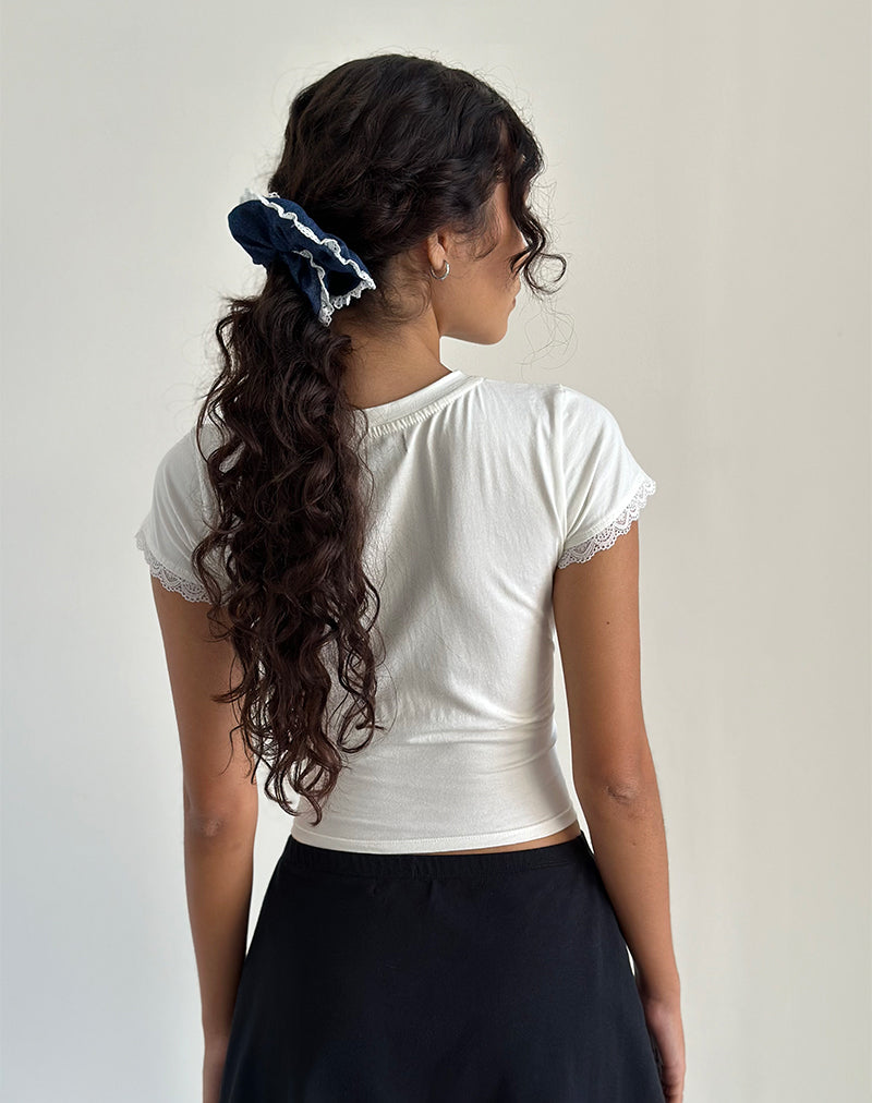 Afbeelding van Scrunchie in Denim Chambray met Kant