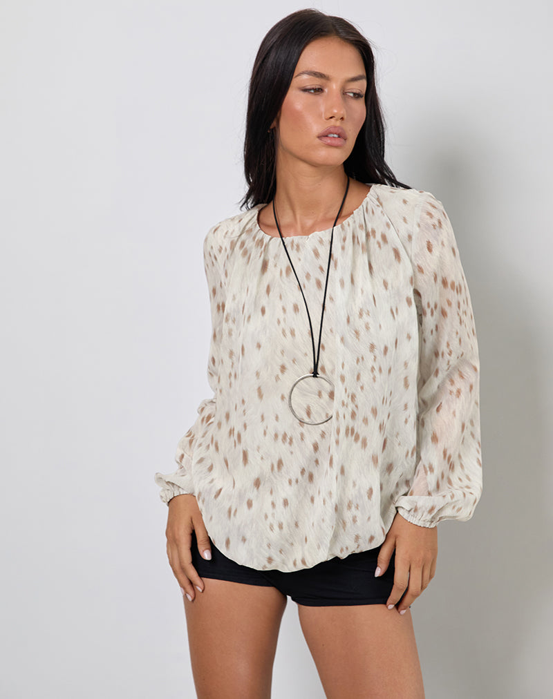 Afbeelding van Seita Oversized Blouse in Ivory Bambi Print