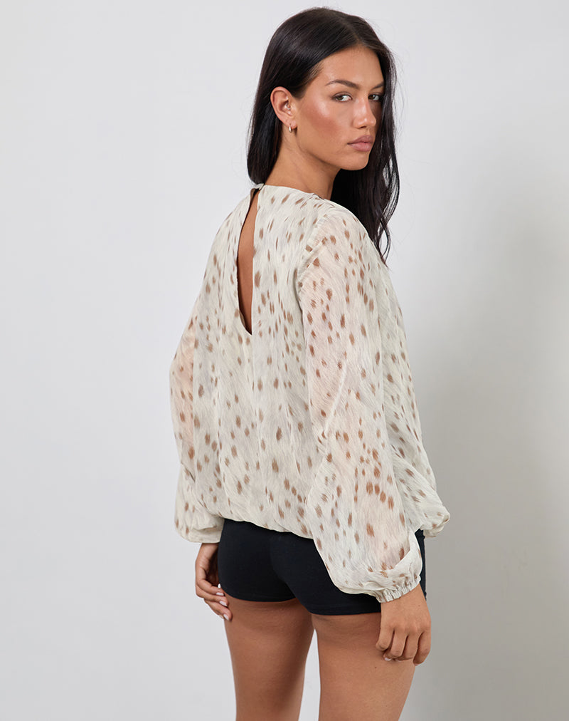 Afbeelding van Seita Oversized Blouse in Ivory Bambi Print