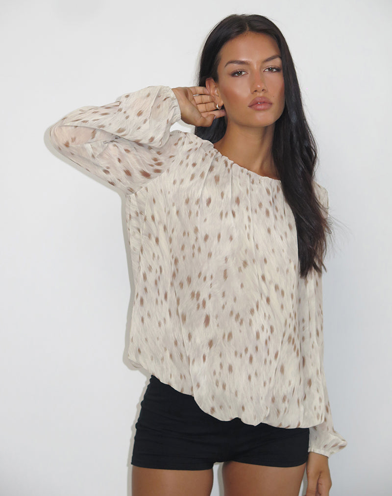 Afbeelding van Seita Oversized Blouse in Ivory Bambi Print