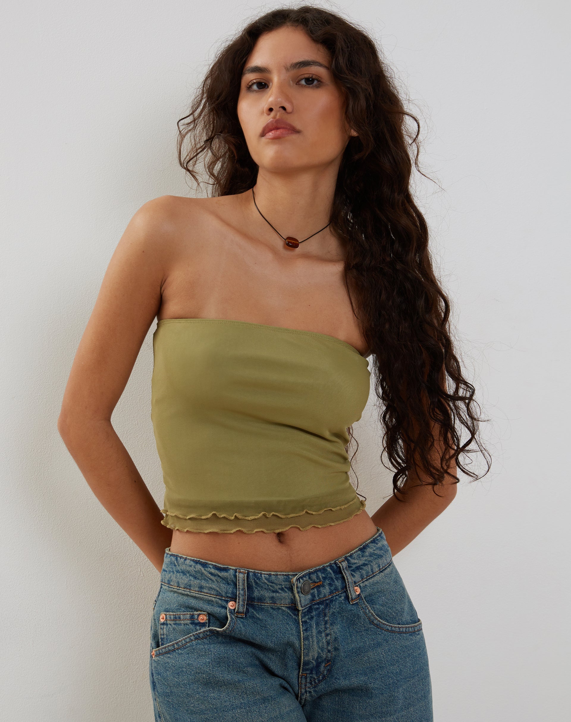 Afbeelding van Seka Mesh Bandeau Top in Groen
