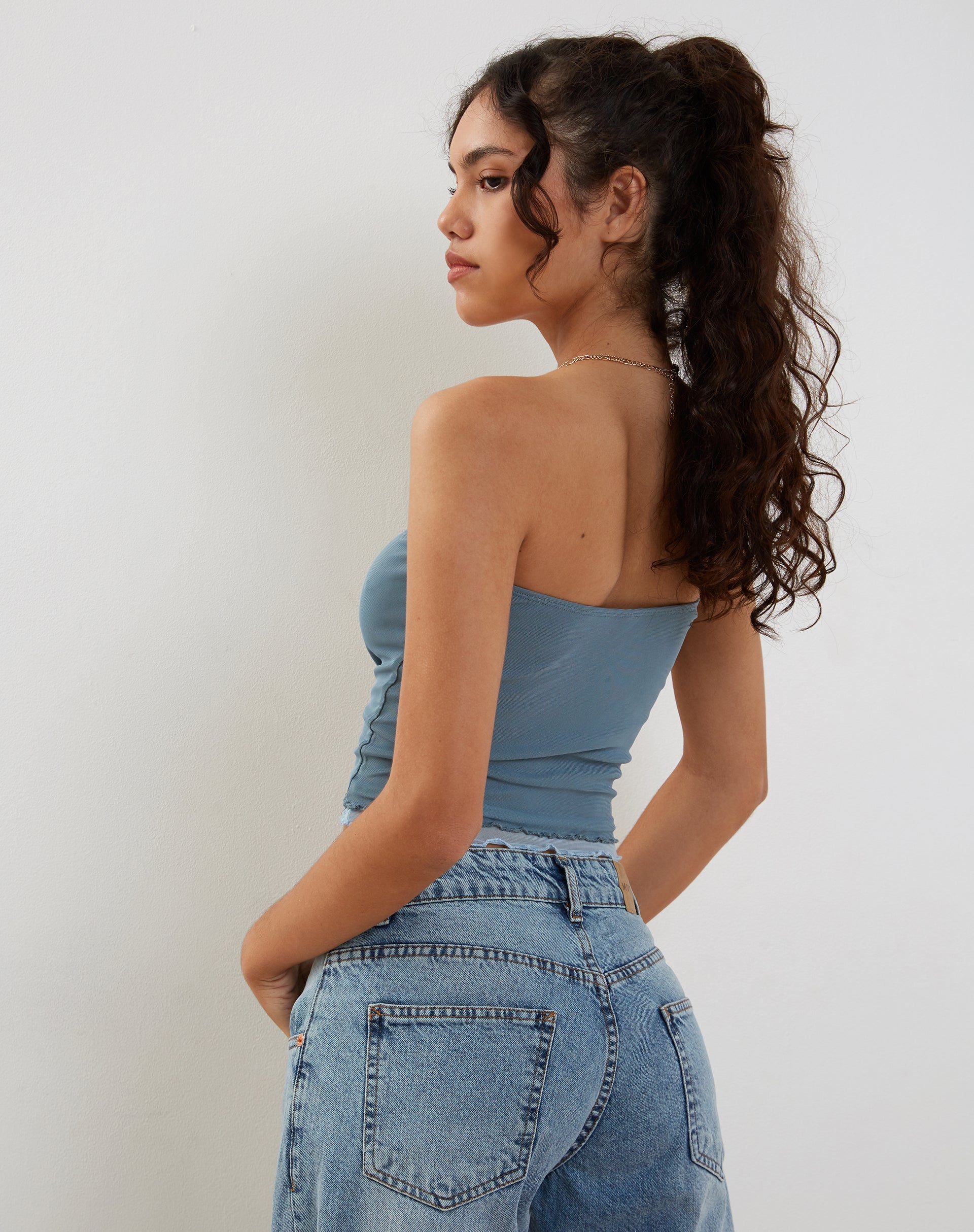 Afbeelding van Seka Bandeau Top in Mesh Tonal Blue