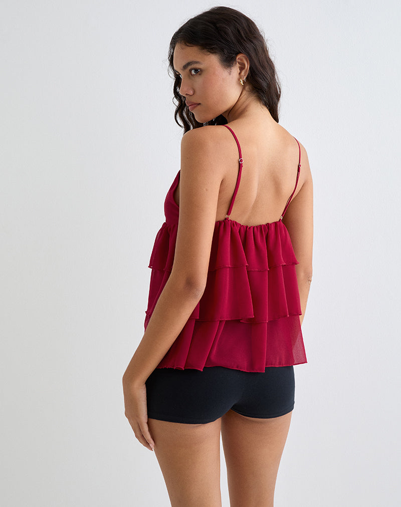 Afbeelding van Selvina Frill Cami Top in Rood