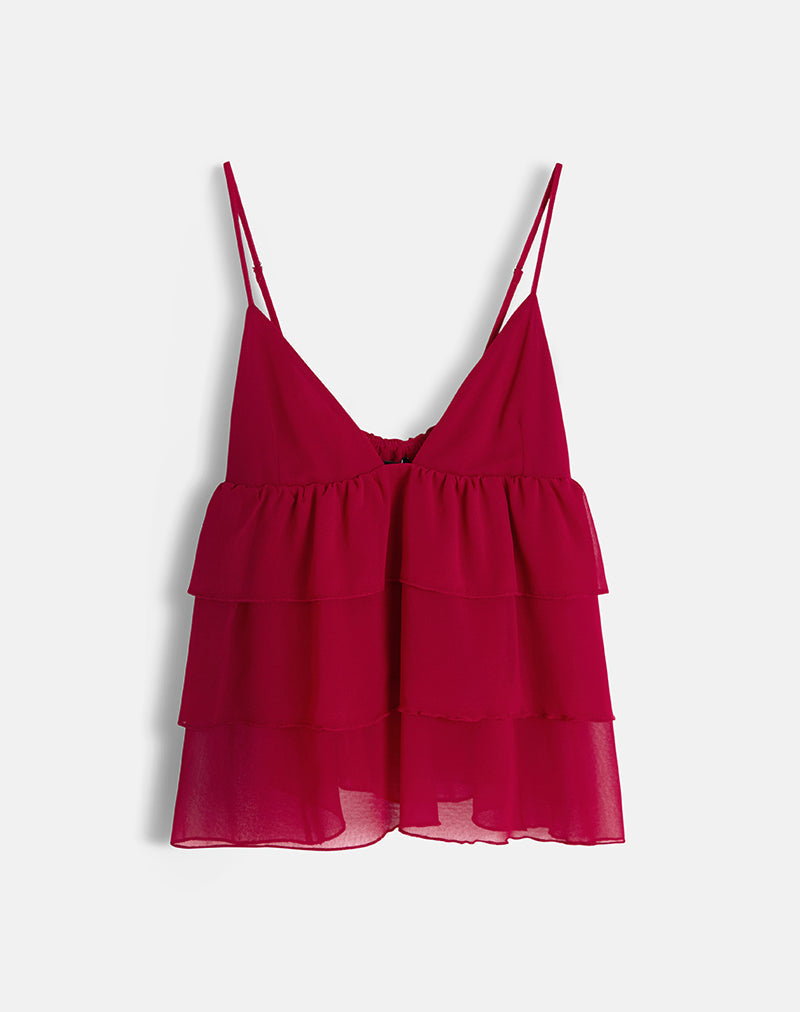 Selvina Frill Cami Top in Rood