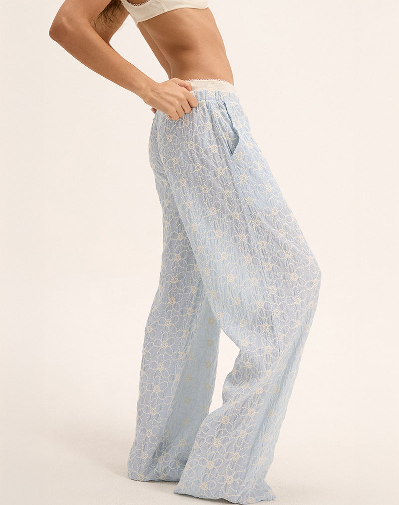 Semur Broek in Broderie Ijsblauw