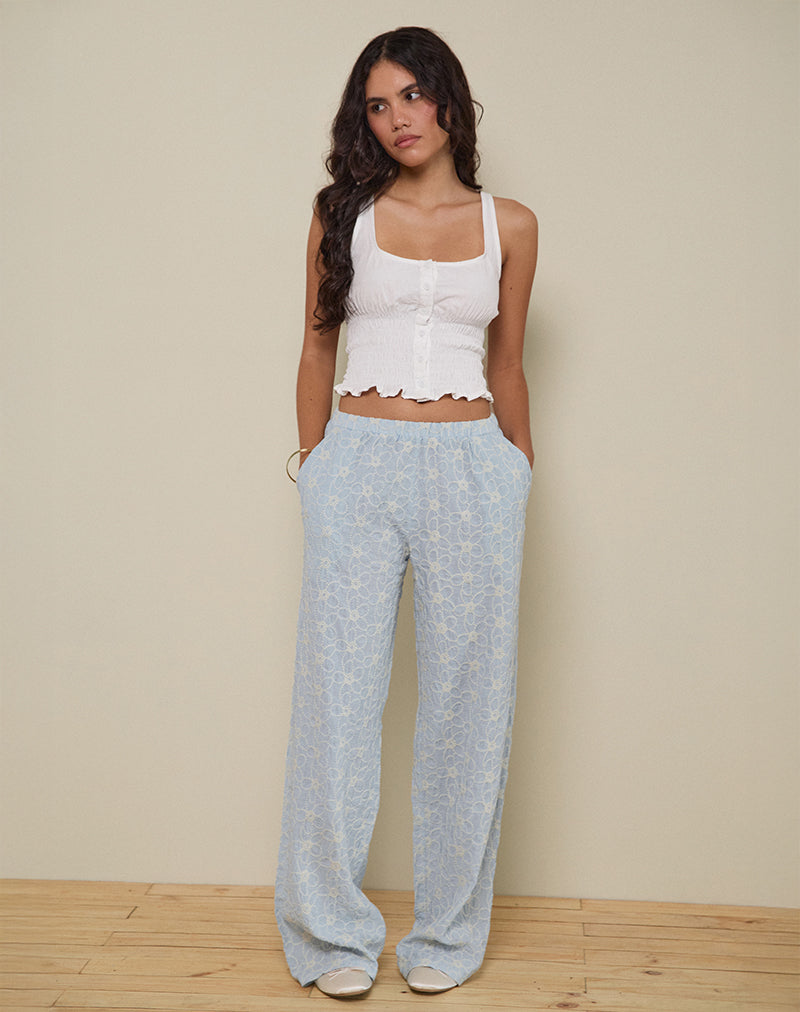 Semur Broek in Broderie Ijsblauw